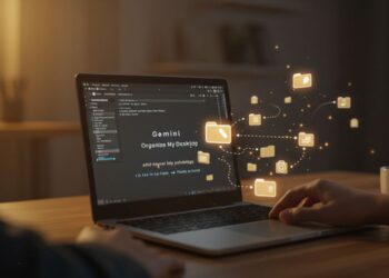 Além do Código: Como o Gemini CLI Está se Tornando o Canivete Suíço Digital que Você Não Sabia que Precisava 6 Laptop screen displaying Gemini CLI organizing digital files