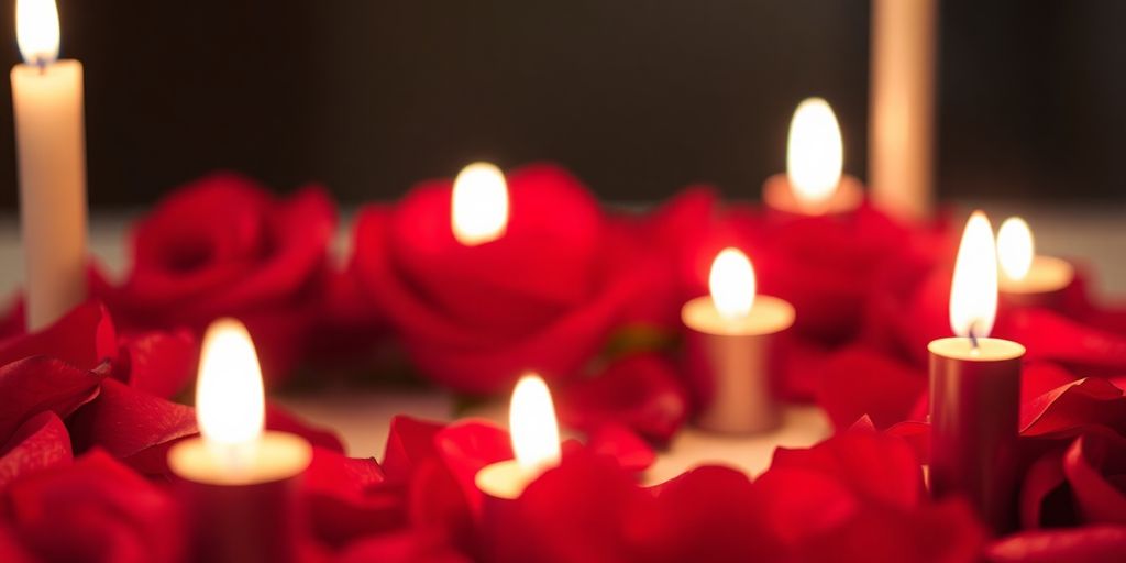 12 Ideias Criativas para Surpreender no Dia dos Namorados 5 Coração vermelho com rosas e velas.