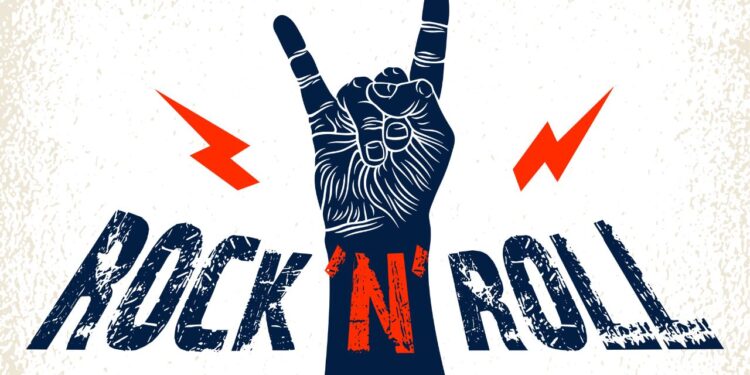 O Dia em que o Rock Uniu o Mundo: A História por Trás do Live Aid e da Criação do 'Dia Mundial do Rock' 1 Mão estilizada fazendo o sinal simbolo do rock, sobre a frase "ROCK 'N' ROLL"